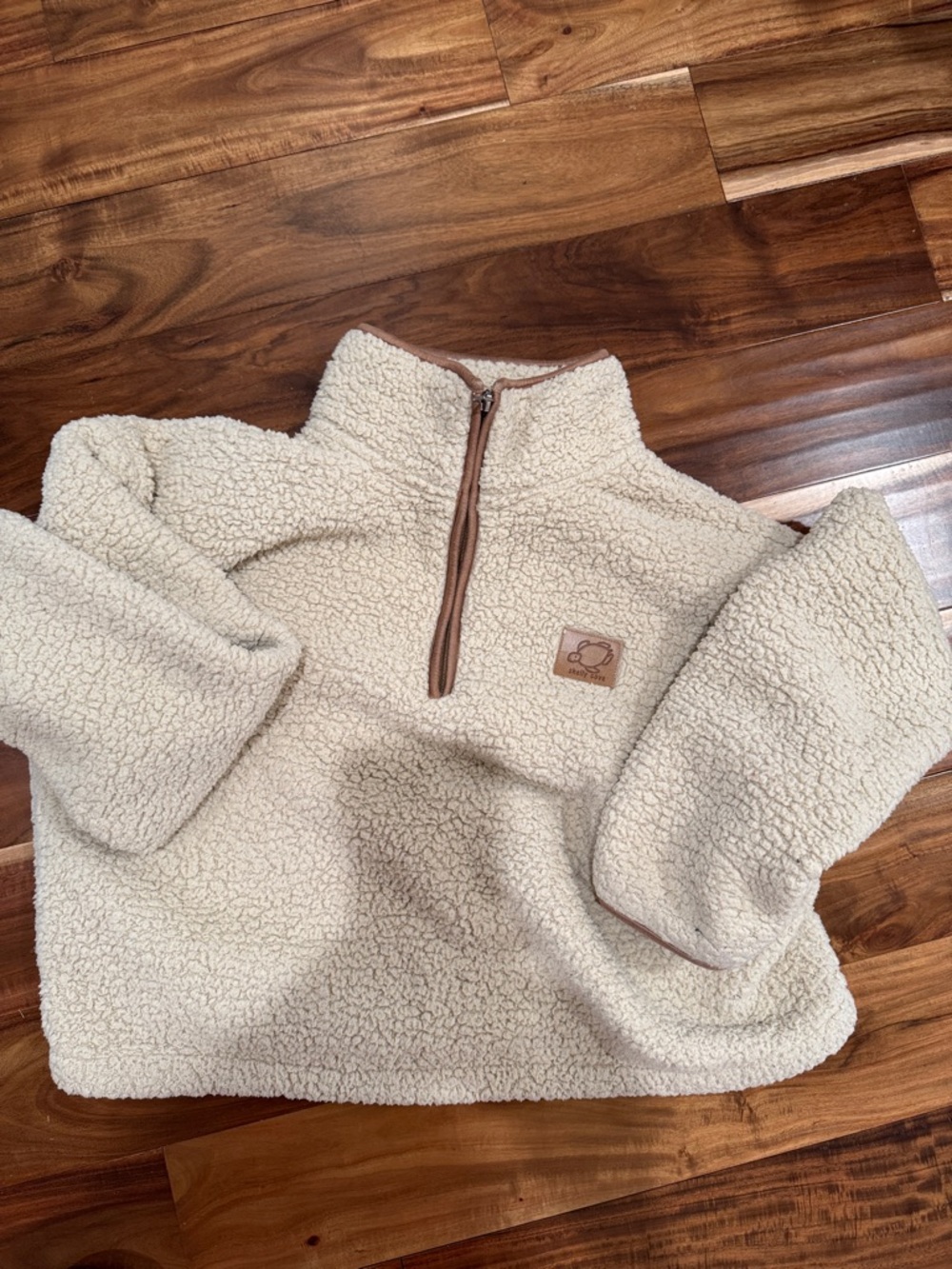 Shelly Cove Women's Cream Sherpa Half-Zip Pullover with Contrast Trim Size Large